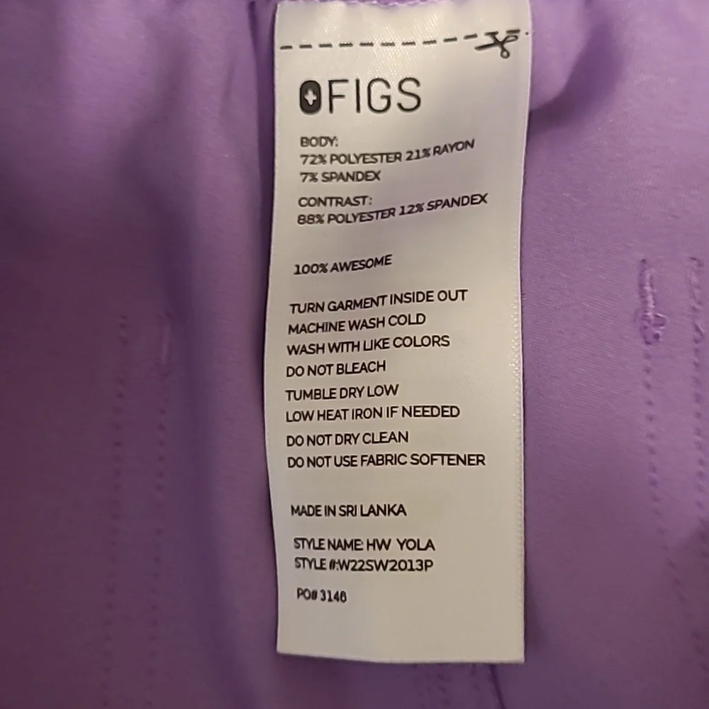 Figs Women's Lavender Pants with Teal Drawstring - Picture 3 of 3